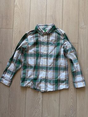 United Colors of Benetton Boys Plaid Cotton Button Down Shirt Size Small